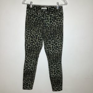 Good American Womens Good Waist Crop Jeans Cheetah Print Green Size 4/27‎
